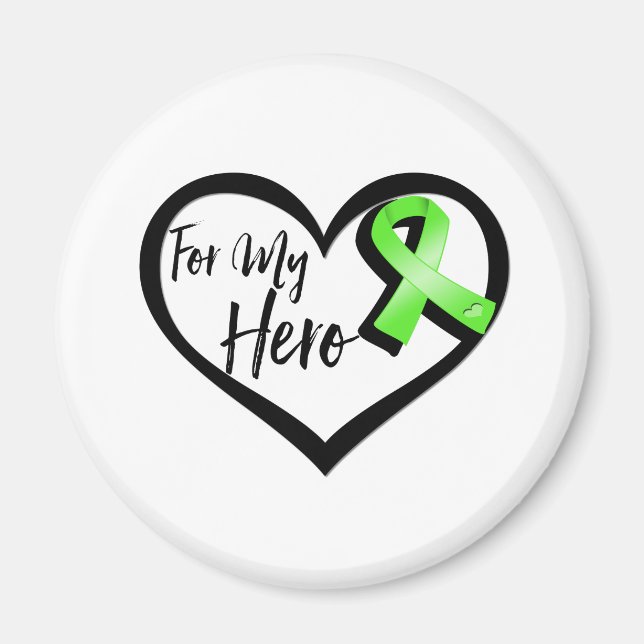 Lime Green Awareness Ribbon für meinen Helden Magnet (Vorne)