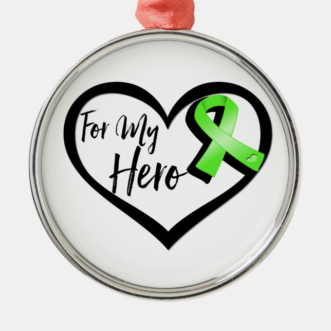 Lime Green Awareness Ribbon für meinen Helden Silbernes Ornament (Vorne)