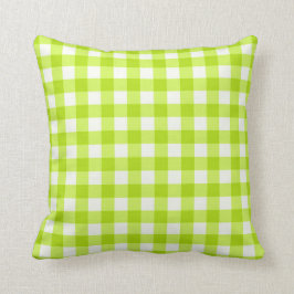 Lime Green Basic Gingham Checkered Pattern Kissen