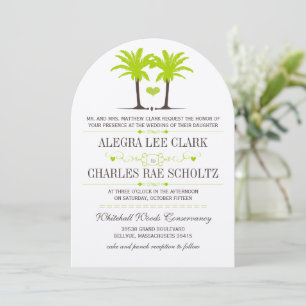 Lime Green Beach Palm Tree Zieltypografie Einladung