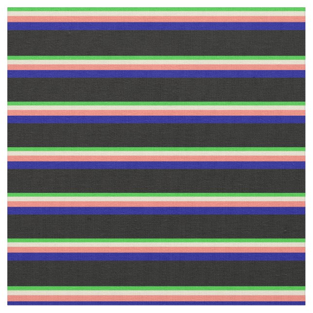 Lime Green, Beige, Lachs, Dark Blue und Black Stoff (Nahaufnahme)