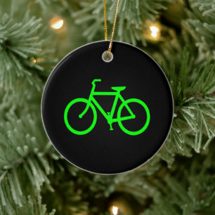 Lime Green Bike Keramikornament