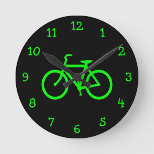 Lime Green Bike Runde Wanduhr