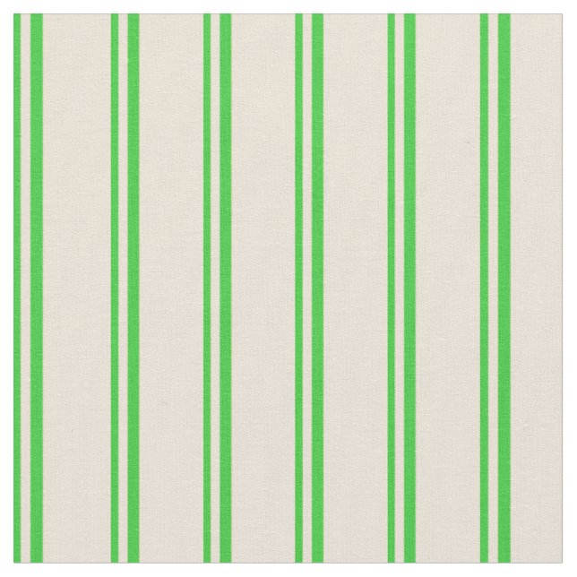 Lime Green & Bisque Colored Lines/Stripmuster Stoff (Nahaufnahme)