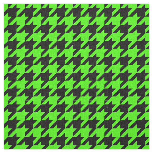 Lime Green, Black Hahnentrittmuster Pattern #2M Stoff (Muster)