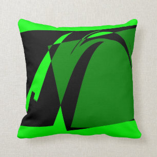 Lime Green Black Retro Abstrakt Art Deco Kissen