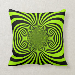 Lime Green & Black Retro Design Kissen