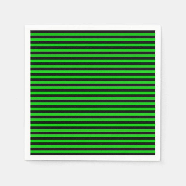 Lime Green Black Streifen Nahtloses Muster Serviette (Vorderseite)