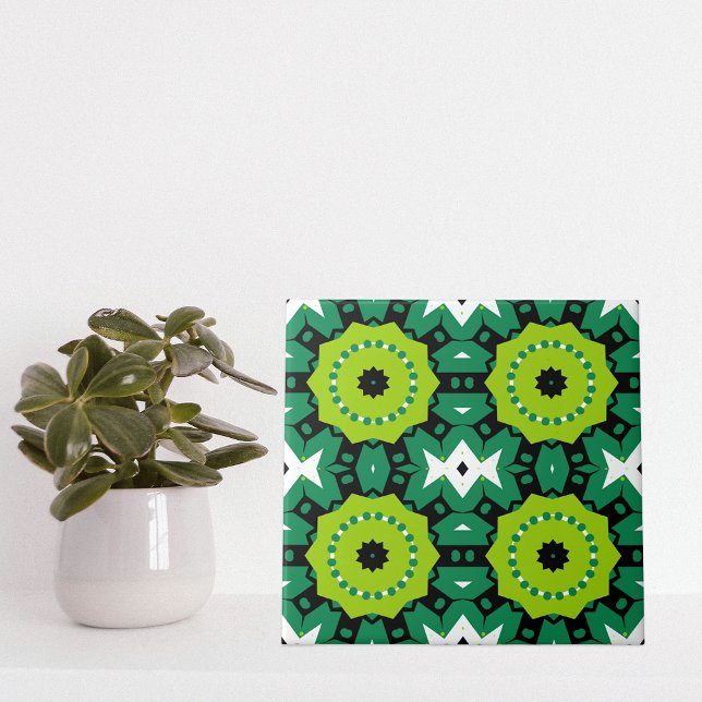 Lime Green Black & White Geometric Muster Fliese (Von Creator hochgeladen)