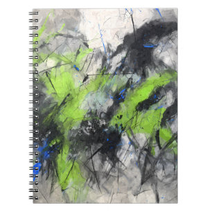 Lime Green Blue Black Abstrakt Chaos Notizblock