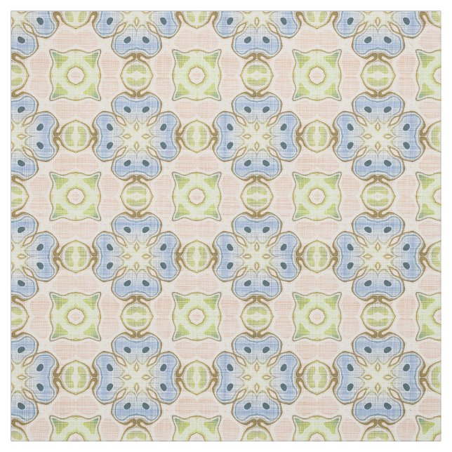 Lime Green Blue Coral Red Angesagt Verziert Art Mo Stoff (Muster)