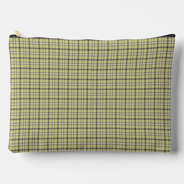 Lime Green Blue Plaid Classic Pattern Retro Zubehörtasche (Vorderseite)