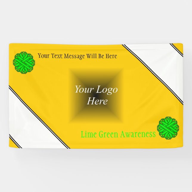 Lime Green Blume Ribbon von Kenneth Yoncich Banner (Horizontal)