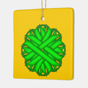Lime Green Blume Ribbon von Kenneth Yoncich Keramikornament