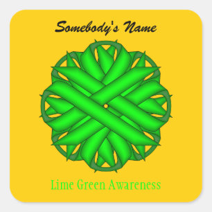 Lime Green Blume Ribbon von Kenneth Yoncich Quadratischer Aufkleber