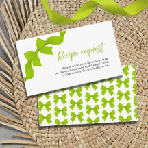 Lime Green Bow Bridal Shower Recipe Request