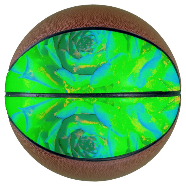 Lime Green Chartreuse Succulent Sedum Rosette Basketball (Vorderseite)