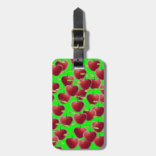 Lime Green Cherry Splash Gepäckanhänger (Vorderseite vertikal)