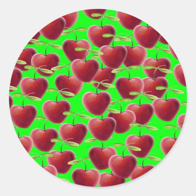 Lime Green Cherry Splash Runder Aufkleber (Vorderseite)