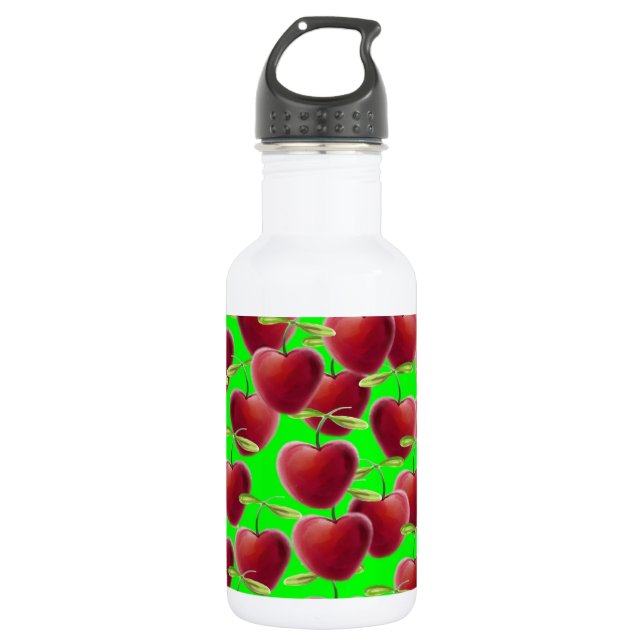 Lime Green Cherry Splash Trinkflasche (Vorderseite)