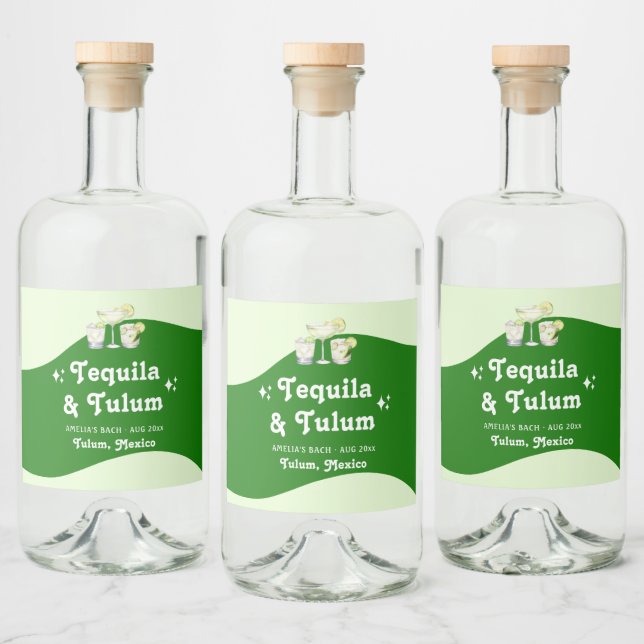 Lime Green Citrus Tequila & Tulum Bachelorette Alkoholflaschenetikett (Flaschen)