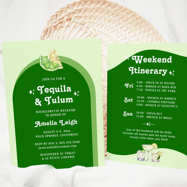 Lime Green Citrus Tequila & Tulum Bachelorette Einladung (Von Creator hochgeladen)