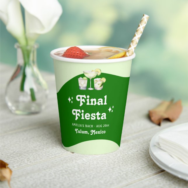 Lime Green Citrus Tequila & Tulum Bachelorette Pappbecher (In Situ)