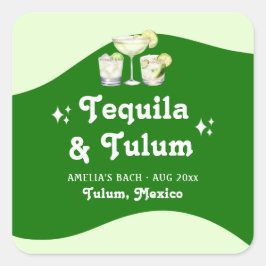 Lime Green Citrus Tequila & Tulum Bachelorette Quadratischer Aufkleber