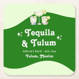 Lime Green Citrus Tequila & Tulum Bachelorette Rechteckiger Pappuntersetzer