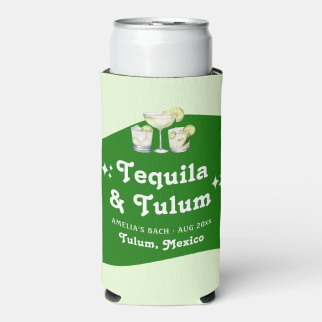 Lime Green Citrus Tequila & Tulum Bachelorette Selters Dosenkühler (Seltzer Vorderseite)