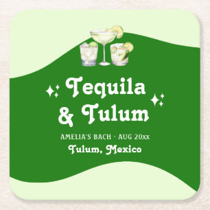 Lime Green Citrus Tequila & Tulum Junggesellinnena Rechteckiger Pappuntersetzer