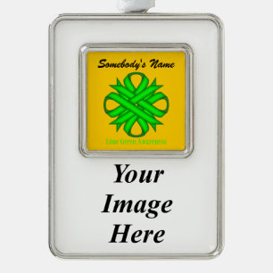 Lime Green Clover Ribbon Tmpl (V-I) von K Yoncich Rahmen-Ornament Silber
