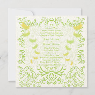 Lime Green Damask Einladung zur Hochzeit