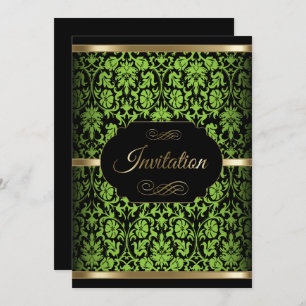 Lime Green Damask Party Celebration DIREKT Einladung
