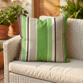 Lime Green Dark Brown Khaki Beige weiße Streifen Kissen