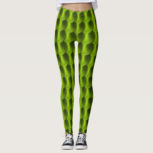 Lime Green Dragon Scale Cosplay Leggings (Vorderseite)
