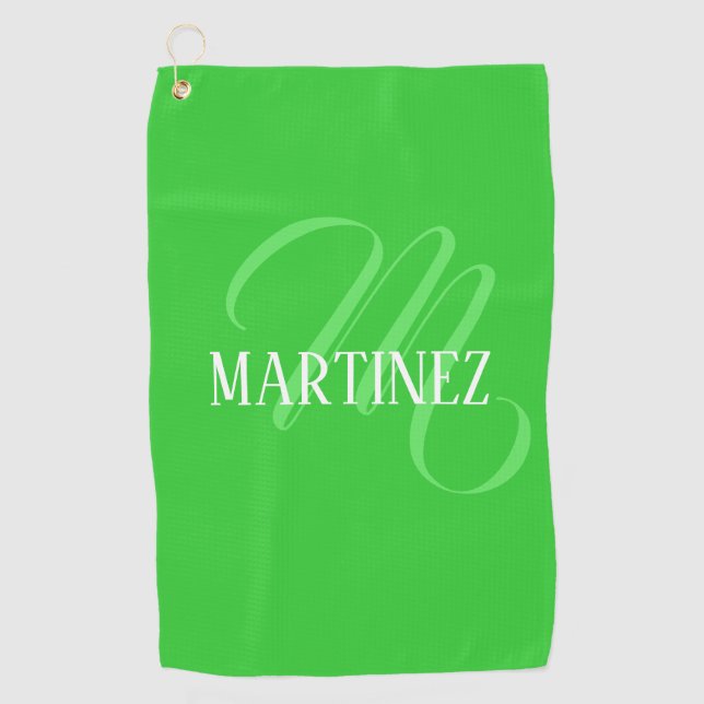 Lime Green Elegante Personalisierter Name Club Golfhandtuch (Vorderseite)