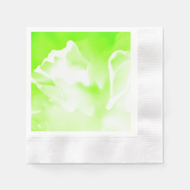 Lime Green Floral Print Serviette (Vorderseite)