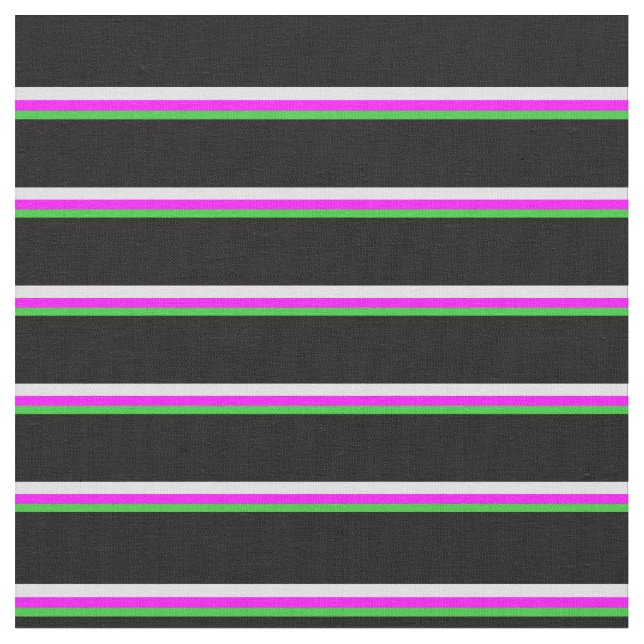 Lime Green, Fuchsia, Lavendel und Black Lines Stoff (Nahaufnahme)