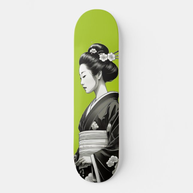 Lime Green Geisha Skateboard (Vorderseite)