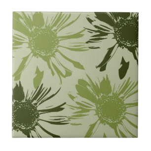 Lime Green Gerbera Blume Fliese