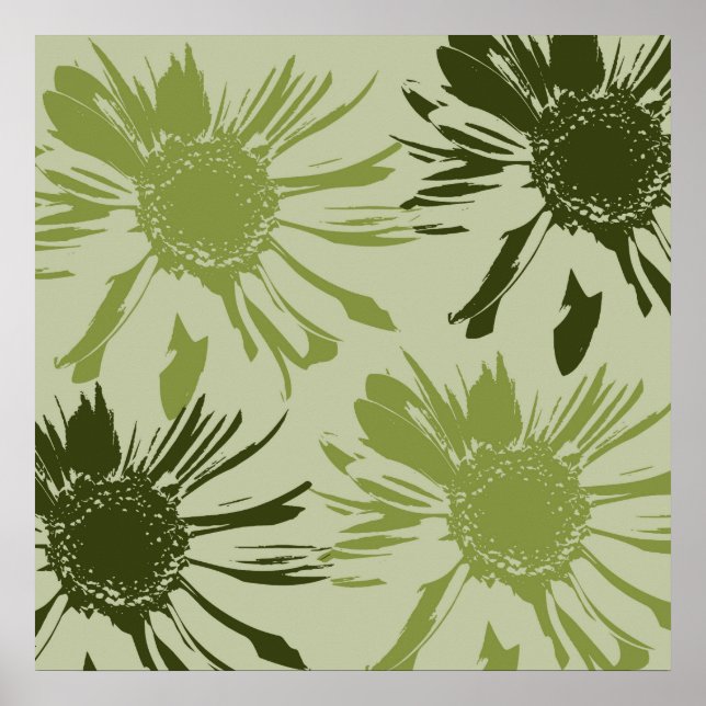 Lime Green Gerbera Blume Poster (Vorne)