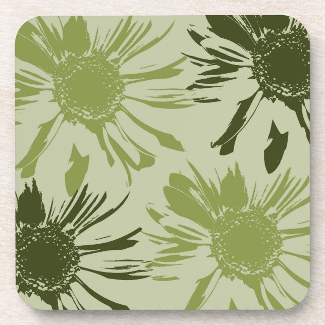 Lime Green Gerbera Blume Untersetzer (Vorderseite)