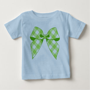 Lime Green Gingham Bow Key Limon Kleinkind Ruffle Baby T-shirt