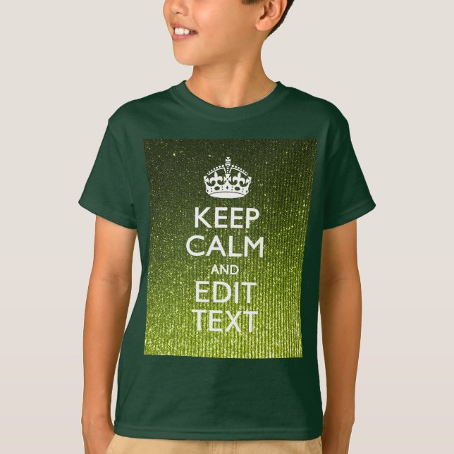 Lime Green Glamour Behalte Calm Sprichwort T-Shirt (Vorderseite)