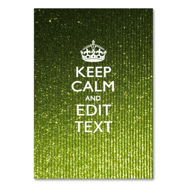 Lime Green Glamour Behalte Calm Sprichwort Tischnummer (Vorderseite)
