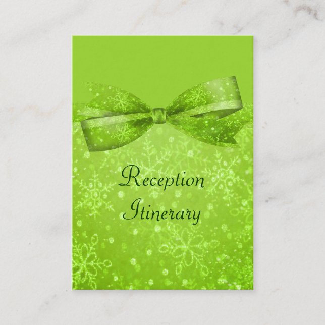 Lime Green & Glitzer Shimmer Schneeflocken Begleitkarte (Vorderseite)