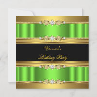 Lime Green Gold Black Elegante Geburtstagsparty