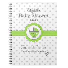 Lime Green & Gray Polka Dot Baby Showroom Gästebuc Notizblock