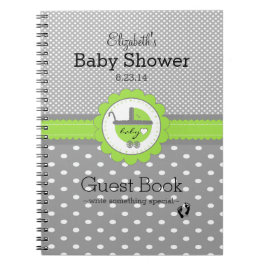Lime Green & Gray Polka Dot Baby Showroom Gästebuc Notizblock